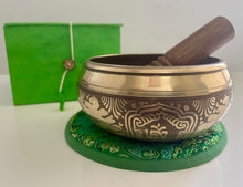 Load image into Gallery viewer, Singing Bowl-11 cm-OM Carved-Gift Set
