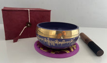 Load image into Gallery viewer, 10 cm Tibetan Singing Bowl Purple Gift Set – Meditation, Sound Healing &amp; Mindfulness
