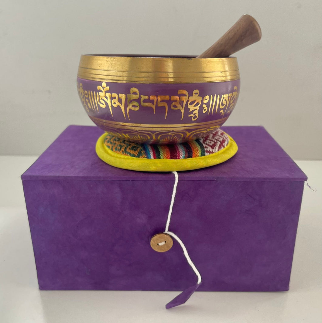 Singing Bowl for Sound Healing-Tibetan Bestseller Purple Gift Set