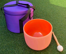 Load image into Gallery viewer, Crystal Singing bowl-Sacral Chakra with Carry bag- D Note-8 inch-Solid Chakra Coloured
