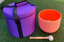 Load image into Gallery viewer, Crystal Singing bowl-Sacral Chakra with Carry bag- D Note-8 inch-Solid Chakra Coloured
