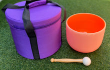 Load image into Gallery viewer, Crystal Singing bowl-Sacral Chakra with Carry bag- D Note-8 inch-Solid Chakra Coloured
