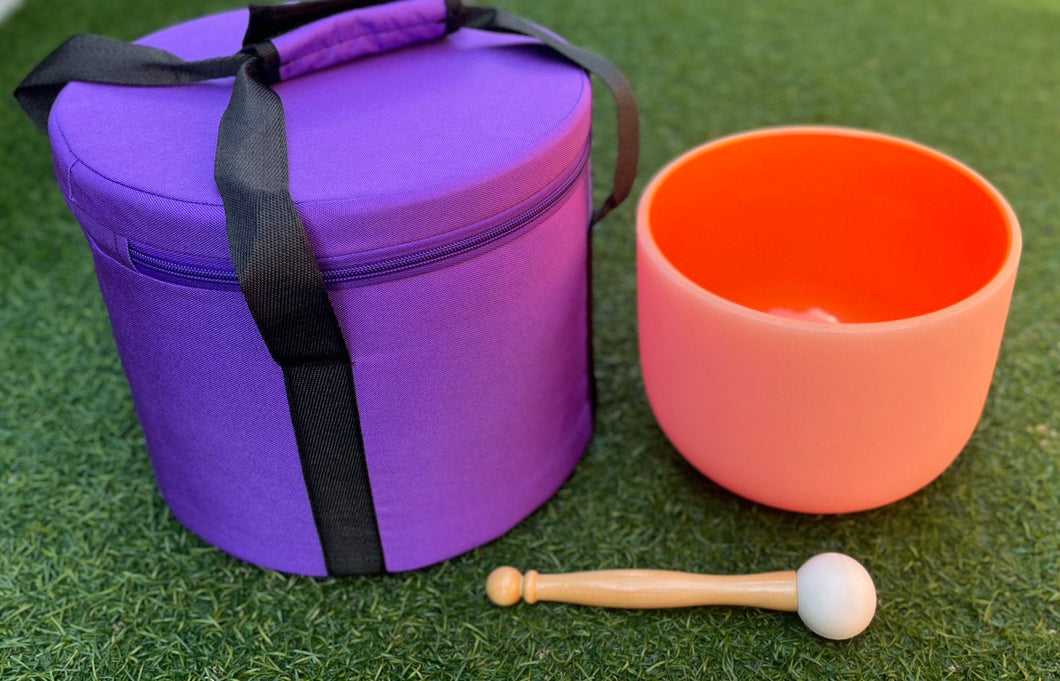 Crystal Singing bowl-Sacral Chakra with Carry bag- D Note-8 inch-Solid Chakra Coloured