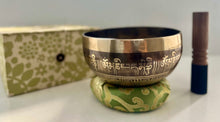 Load image into Gallery viewer, Singing Bowl Gift Set-Om Mani Padme Hum Handmade Meditation Bowl-14 cm
