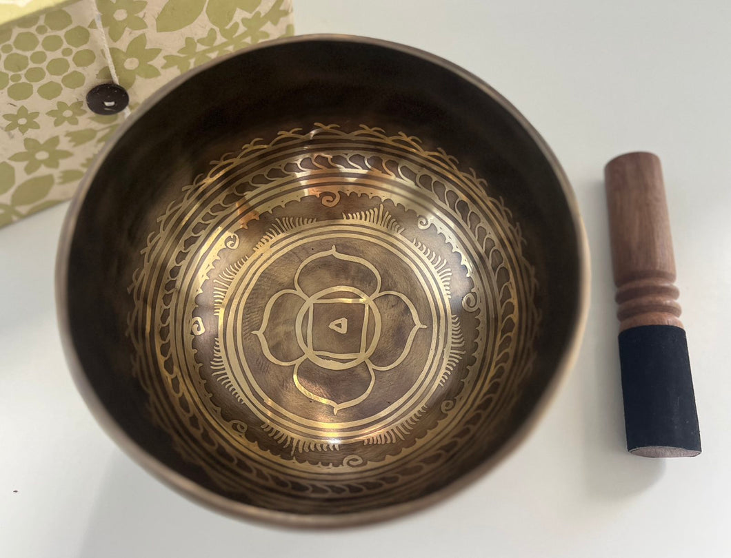 Singing Bowl Gift Set-Om Mani Padme Hum Handmade Meditation Bowl-14 cm