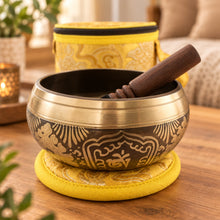 Load image into Gallery viewer, 11cm Tibetan Singing Bowl-Om Carved Meditation Sound Healing Yoga Reiki Gift
