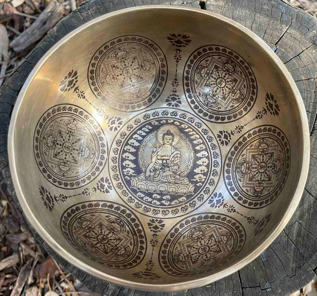 Singing bowl-Buddha engraved-Healing Handmade Singing bowl