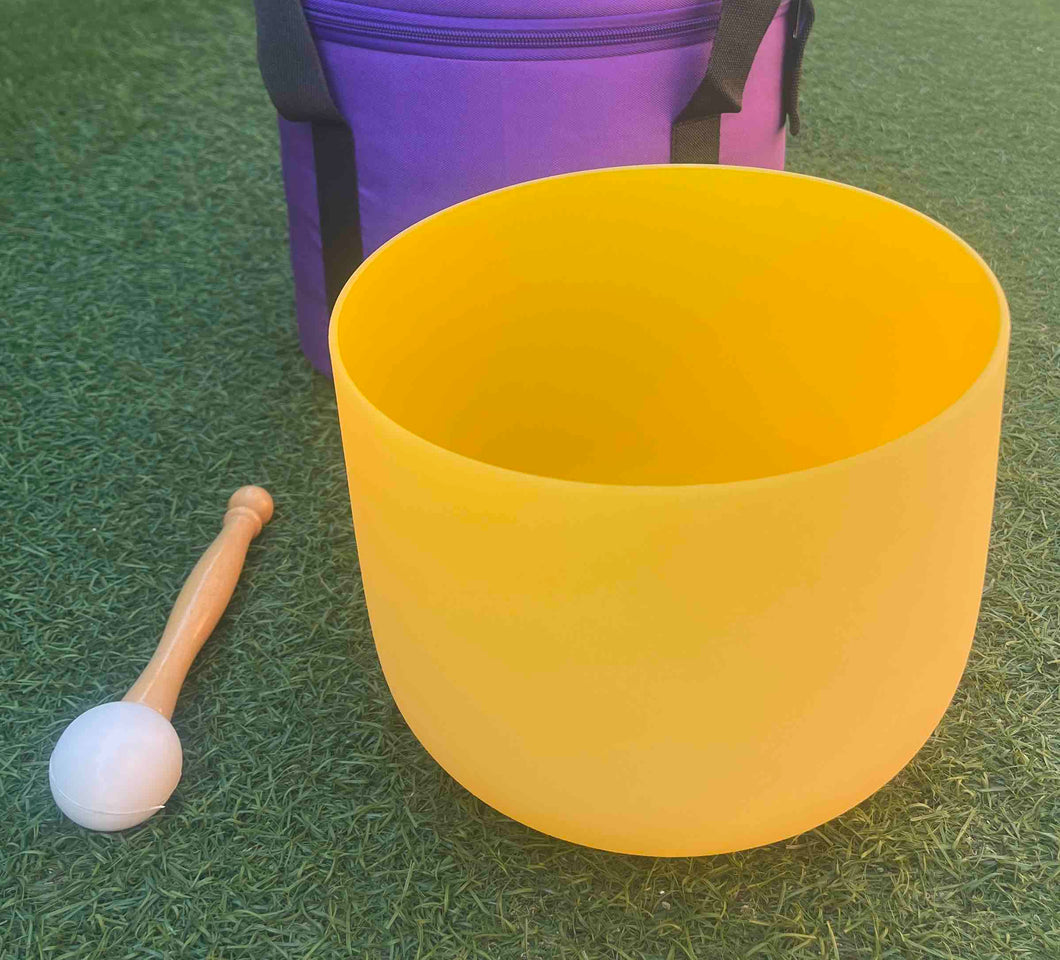 Crystal Singing bowl with Carry Bag-Solar Plexus Chakra-8 inch