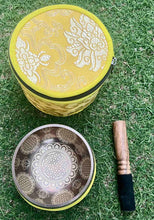 Load image into Gallery viewer, Flower of Life Singing Bowl Set 10 cm-Handmade Tibetan Meditation Bowl-Sound Healing Gift Set
