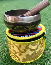 Load image into Gallery viewer, Flower of Life Singing Bowl Set 10 cm-Handmade Tibetan Meditation Bowl-Sound Healing Gift Set
