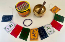 Load image into Gallery viewer, Meditation Gift Set | Singing bowl | Amethyst Bracelet | Prayer Flag | Sound Healing Bundle
