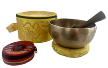 Load image into Gallery viewer, Handmade Tibetan Singing Bowl 16cm and 7cm Tingsha Bell Bundle Set | Meditation, Sound Healing &amp; Mindfulness Gift
