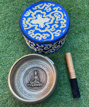 Load image into Gallery viewer, Singing Bowl-15 cm-Green Tara Carved-Gift Set-Chakra Healing Set
