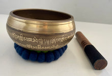 Load image into Gallery viewer, Singing Bowl-11 cm-Green Tara Carved-Tibetan Mantras
