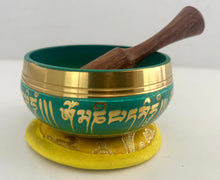 Load image into Gallery viewer, Tibetan Singing Bowl Set with Striker, Brocade Silk Pouch &amp; Flat Cushion | Handmade Meditation Sound Healing Bowl from Nepal
