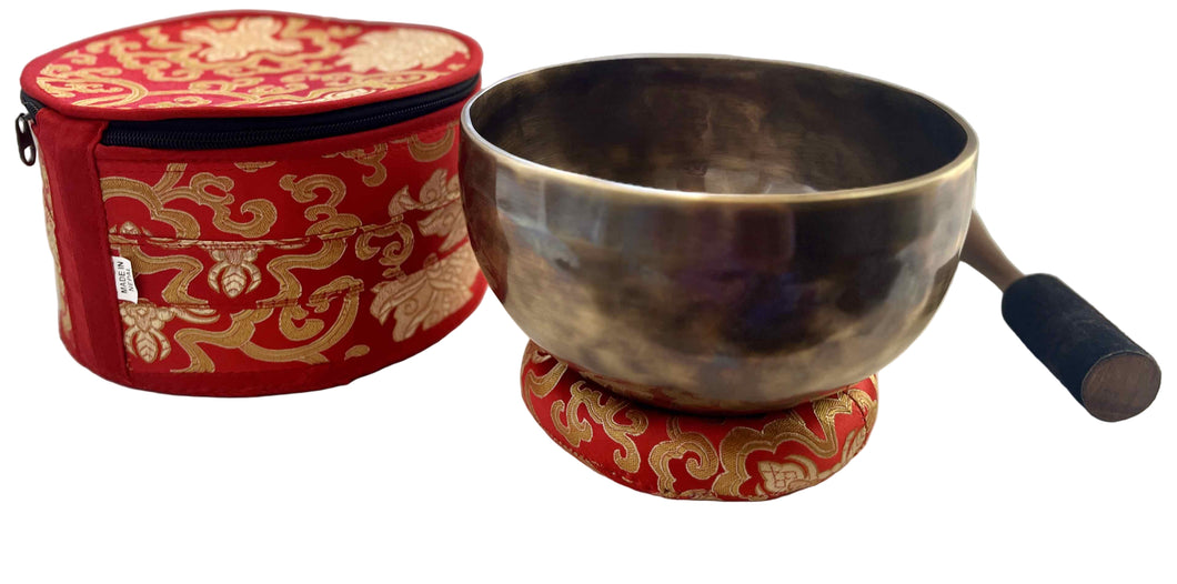 Tibetan Singing Bowl with Carry Bag-Handmade Meditation bowl-19 cm-Third Eye Chakra 7.9 inch