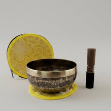 Load image into Gallery viewer, Singing Bowl-15 cm-Handmade Meditation Bowl with Mantra Carved
