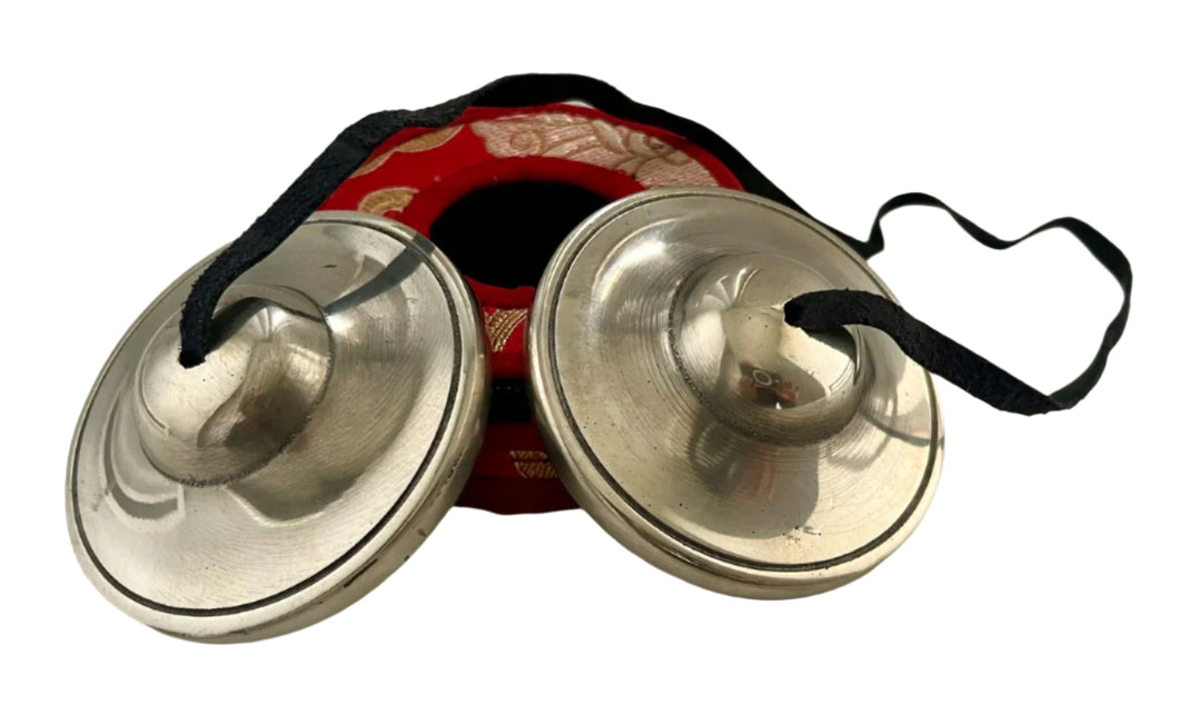 Tingsha bell with brocade silk bag-Tibetan Cymbal