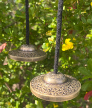 Load image into Gallery viewer, Tingsha Bell Set with Brocade Zipper Case – Meditation &amp; Yoga Sound Healing Cymbals
