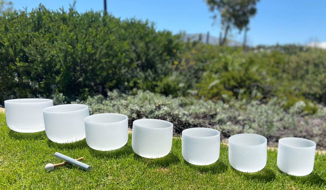 Set of 7 Chakra Crystal Singing Bowls for Sound Therapy