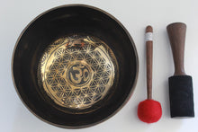 Load image into Gallery viewer, Singing Bowl-Flower Of Life-OM-Handmade-19 cm
