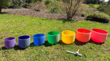 Load image into Gallery viewer, Set of 7 Coloured Pure Quartz Crystal Singing Bowls-Chakra Set with Carry bags-PREORDER
