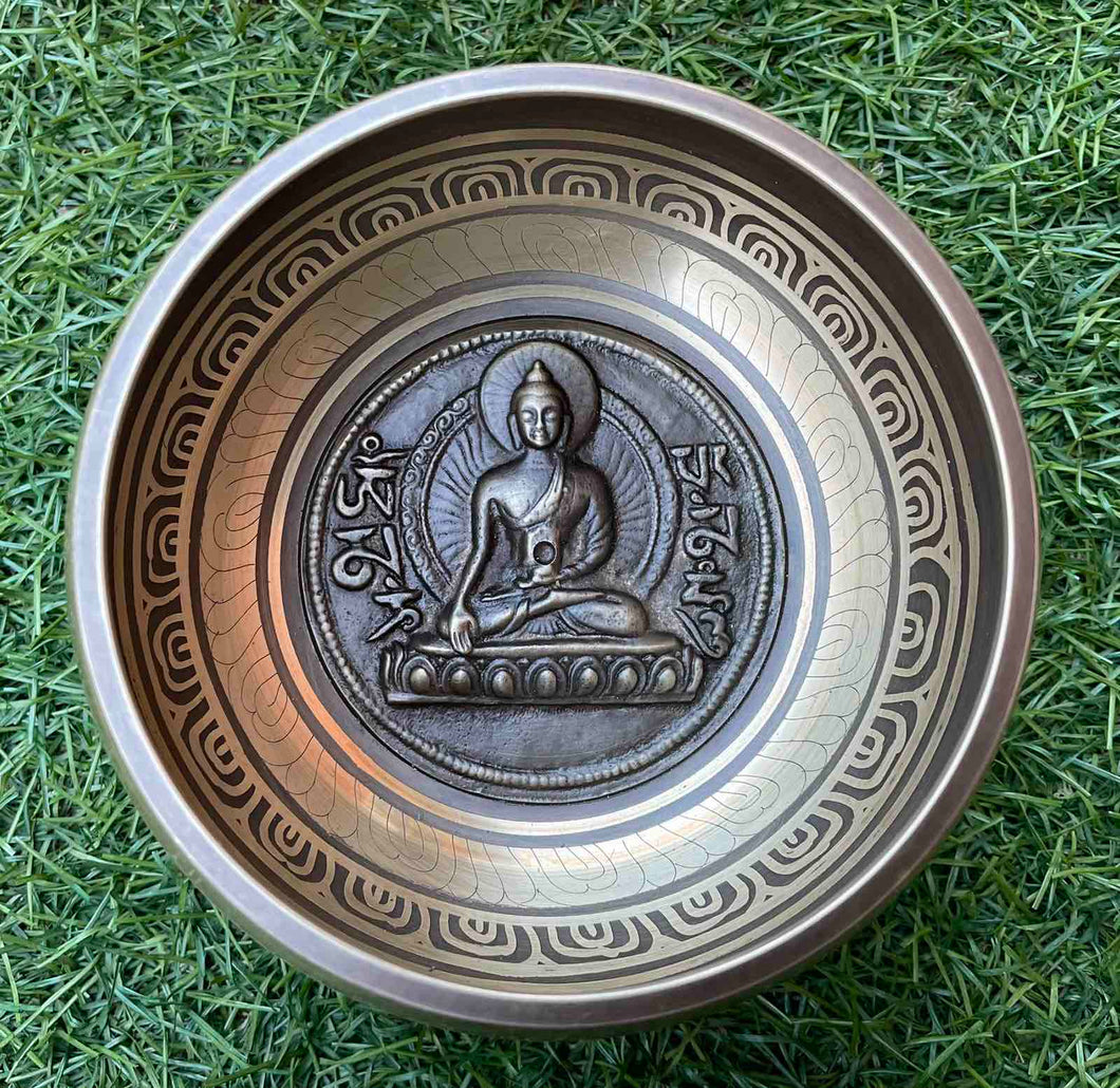 Singing Bowl-11 cm-Buddha Carved-Tibetan Mantras
