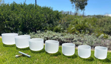 Load image into Gallery viewer, Set of 7 White Quartz Crystal Singing Bowls with Carry Bags-PREORDER NOW
